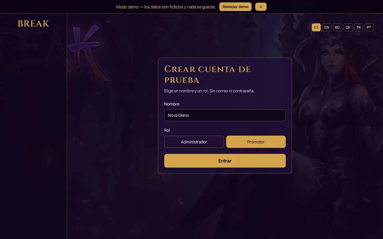 Nombre y PIN. Nada más.
